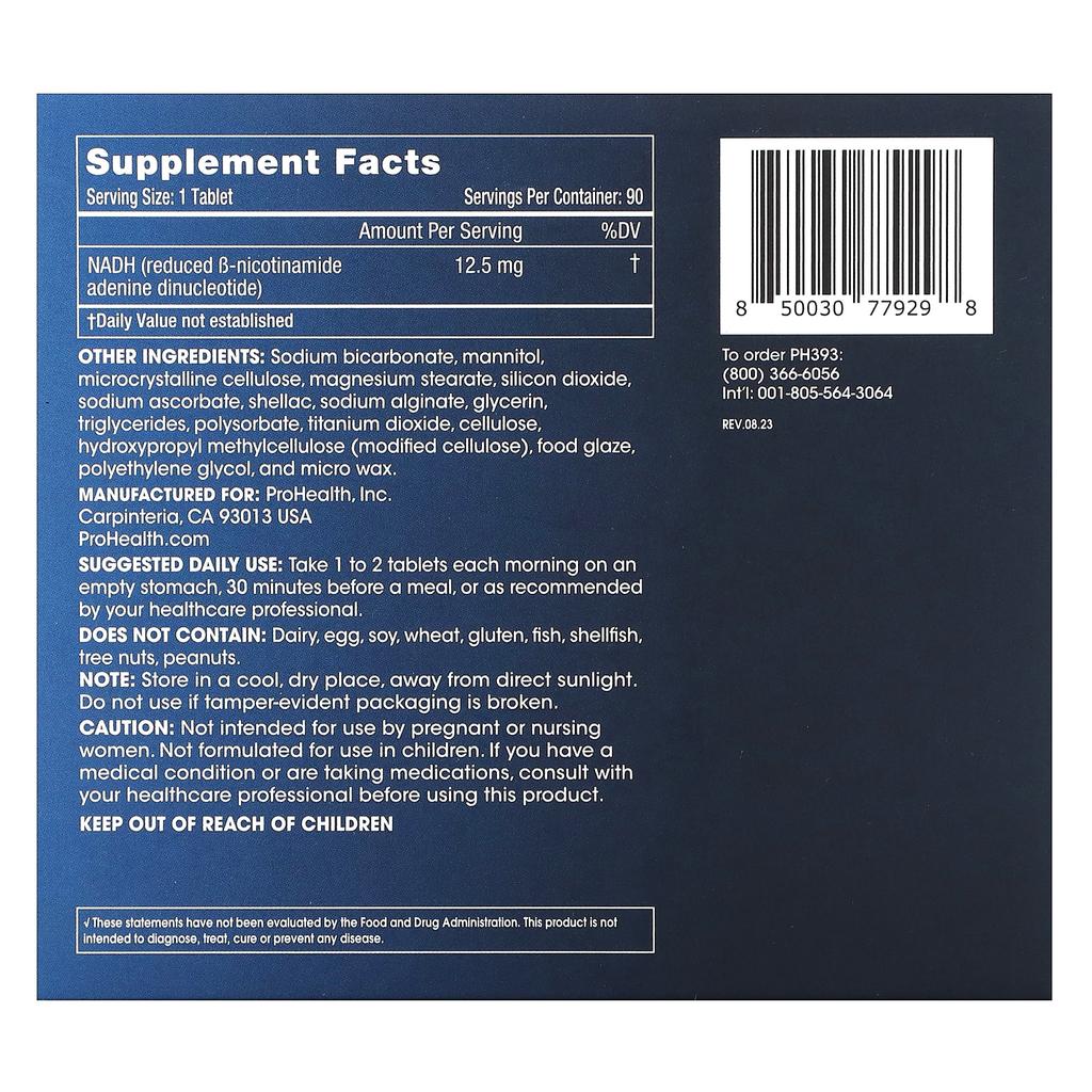 ProHealth Longevity Energy NADH, 12.5 Mg, 90 Tablets