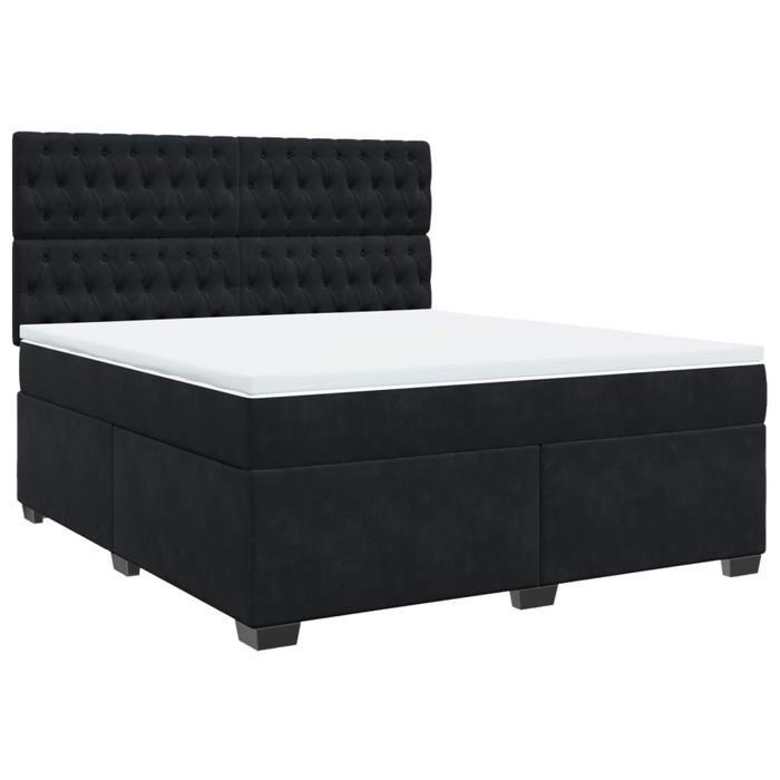 Maison Exclusive - Sommier à lattes de lit avec matelas Noir 180x200 cm Velours