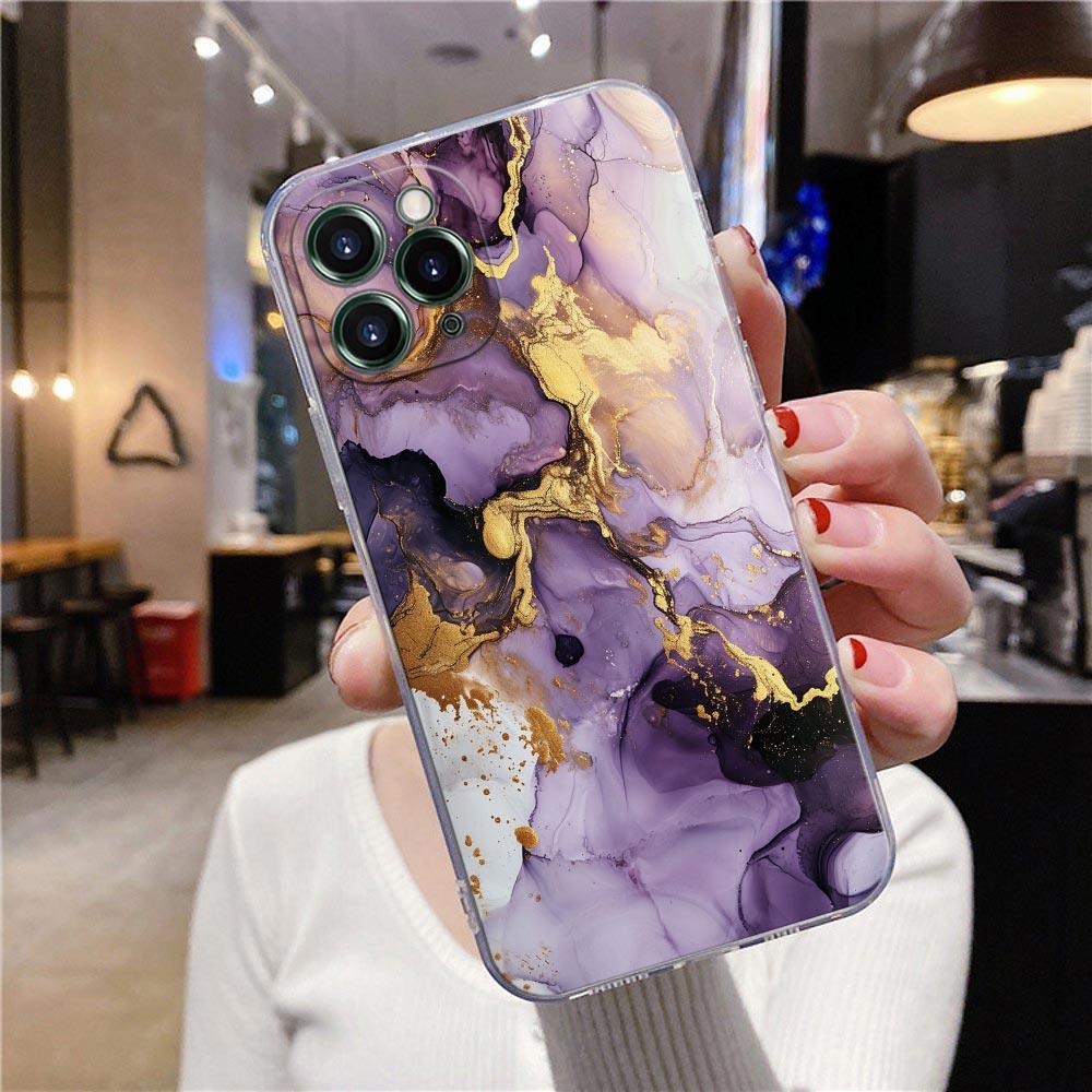 Flowing Color Marble Pattern Clear Case For iPhone 16 15 14 13 12 11 Pro Max Mini Xs XR X 7 8 Plus Cover For Iphone 16 Pro Case