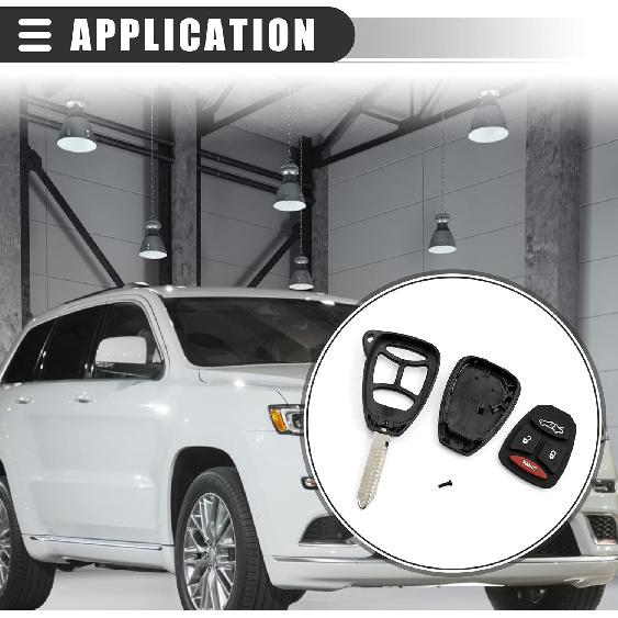 

Motoforti Car Key Fob Remote Control Case, Keyless Entry Cover, for Jeep Grand Cherokee 2005-2007, 4 Buttons, Plastic, KOBDT04A, Black