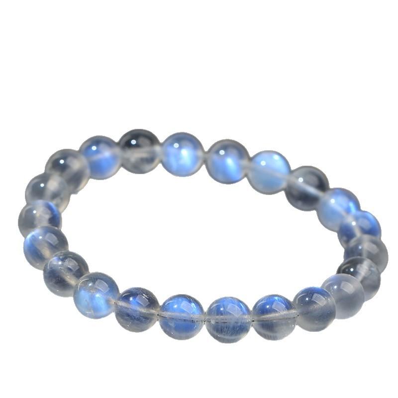 Hongchu Crystal 8A Blue Moonstone Loose Beads Creamy Ice Blue Moonlight Round Beads DIY Accessory Loose Beads