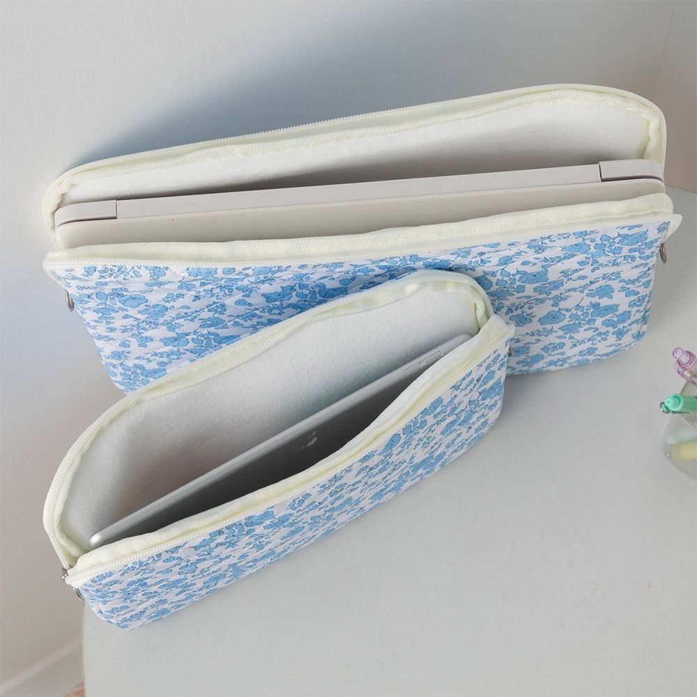 Shockproof Laptop Sleeve 11/13/15 Inch Portable Protective Notebook Bag Floral Quilted Laptop Tablet Cover for Office/Travel