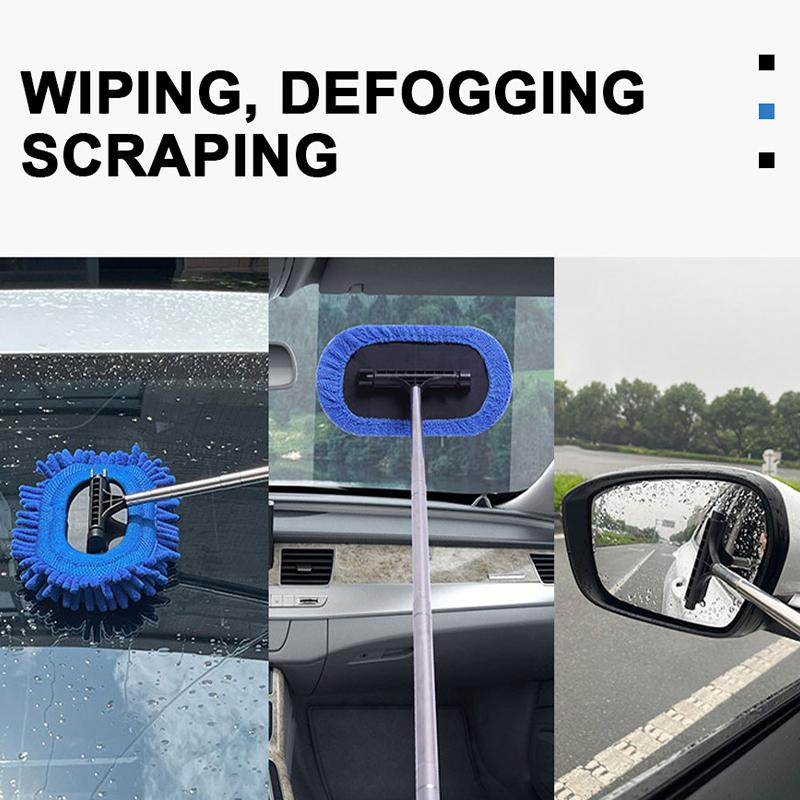 SEAMETAL 3 In 1 Car Glass Cleaner Wiper Window Cleaning Brush Wiper Retractable Rearview Mirror Cleaner Anti Rain