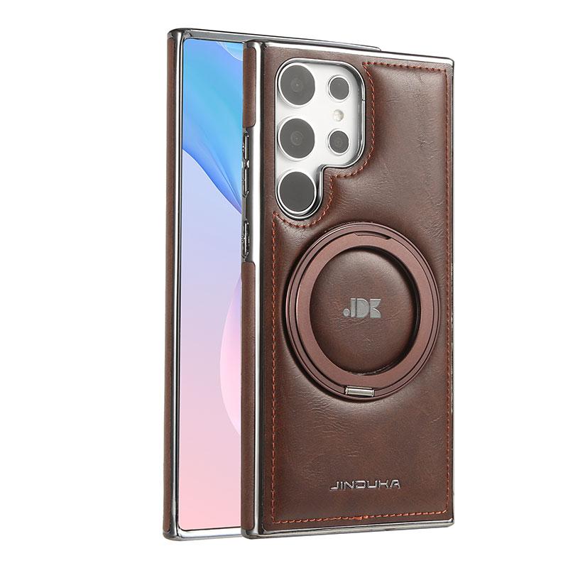 Obchodní kožené pouzdro s magnetickým otočným držákem pro Samsung Galaxy S24 Plus S23 S22 Ultra pro MagSafe Luxusní ochrana objektivu Nárazuvzdorný kryt telefonu