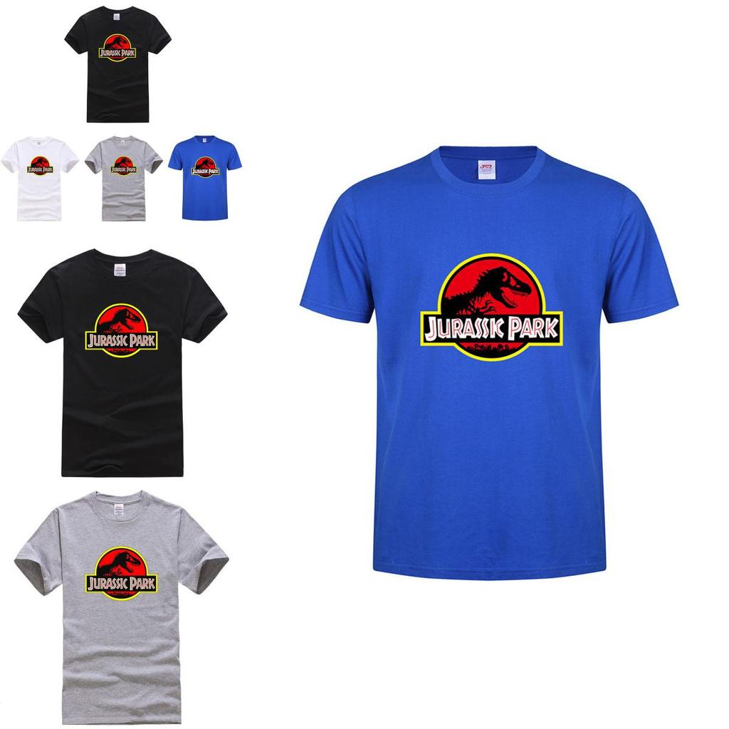 T-shirt Elegante da Uomo Jurassic Park Logo Originale Film T-rex Dinosauro Per Fan