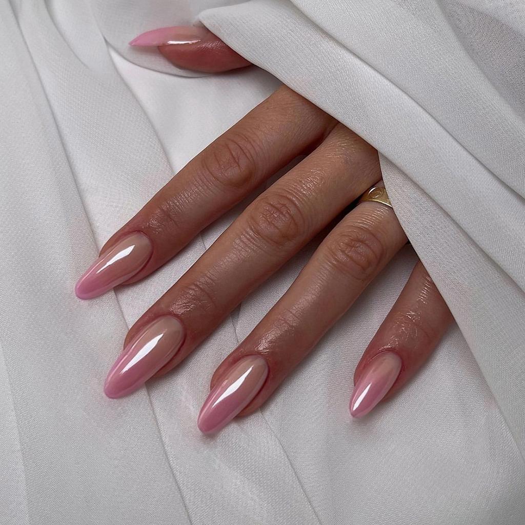 24 Pezzi Unghie Finte a Mandorla Lunga Bordo Bianco French Manicure Completa Semplice Indossabile