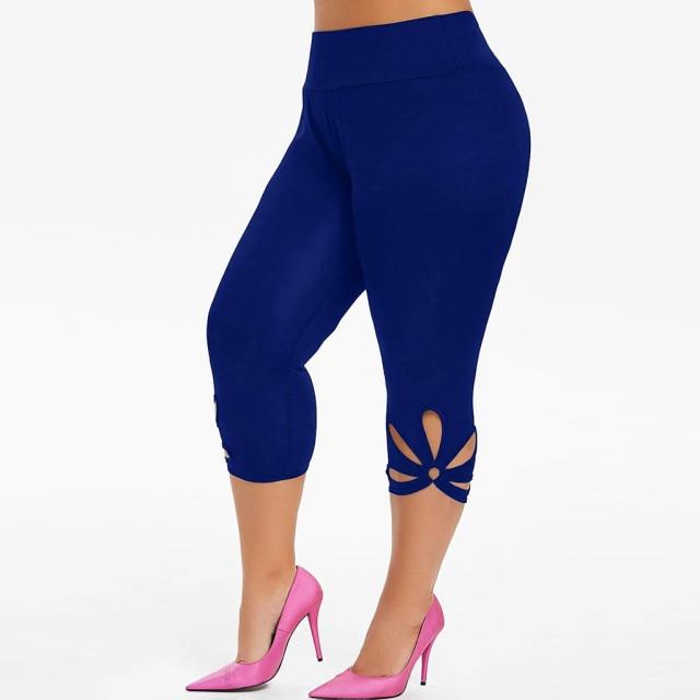 Mode Damen Leggings Übergröße Einfarbig Hohle Elastischer Bund Lässig Fitness Laufen Sport Leggings Yogahose Leggings Damen