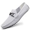 Fashion 2025 Spring Summer Men's Dress Shoes White Loafers Leather Casual Shoes Slip on Moccasin Shoes Fashion Hollow Out Design Shoes