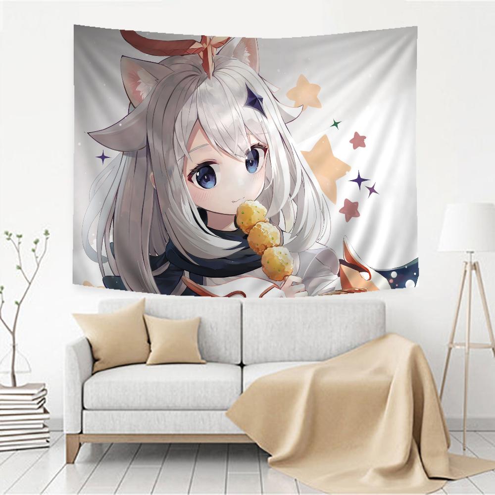 Genshin Impact Paimon Hippie Wall Hanging Tapestries Art Science Fiction Room Home Decor Kawaii Room Decor