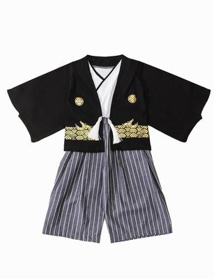 SHELISTEN Kimono and Hakama Perfect for Summer and Day Size Boys' Set, Shichi-Go-San, Festivals, Children's (Black, 120)