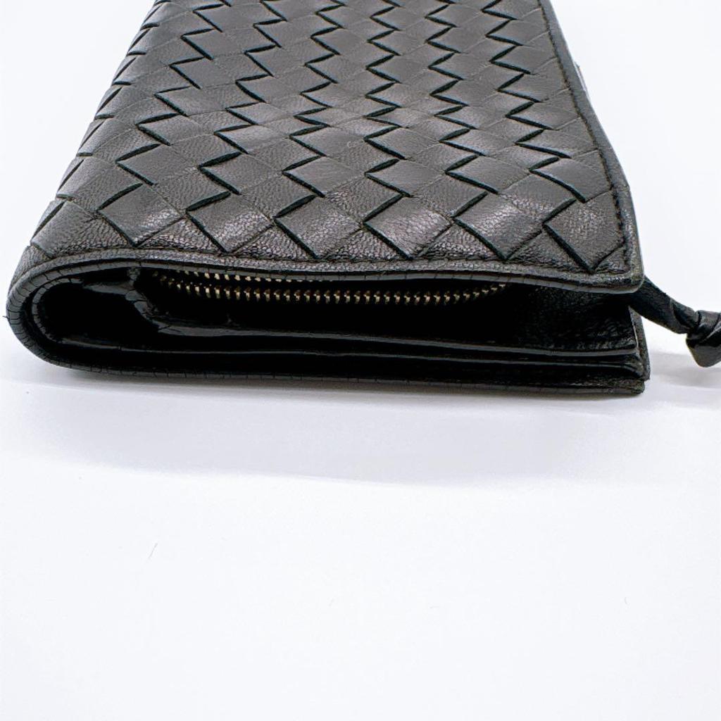 Used BOTTEGA VENETA Intrecciato Bi-fold Wallet Black Leather
