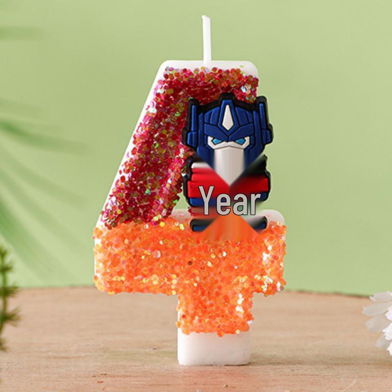 

Digital Cartoon Transformers Birthday Candles for Kids (0-9 Years) - Creative Party Cake Decorations