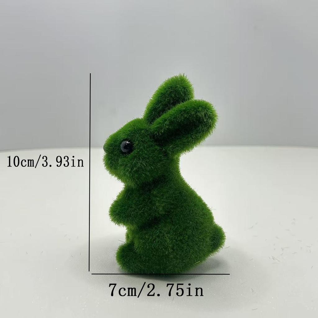 10cm Green Moss Flocked Easter Rabbit Ornament for Garden Decor