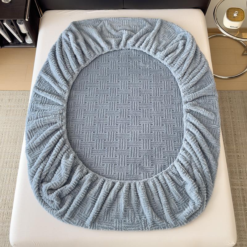 Hot Winter Warm Coral Fleece Fitted Sheet Elastic Mattress Protector Cover Fluffy Plush Bed Linen Couple Double Bed King Size