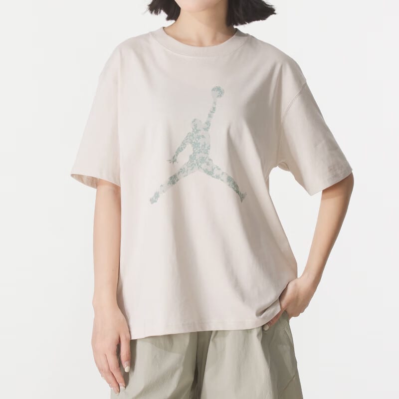 Jordan T Shirts Women's Beige Crew Neck Moderate HV0199-104