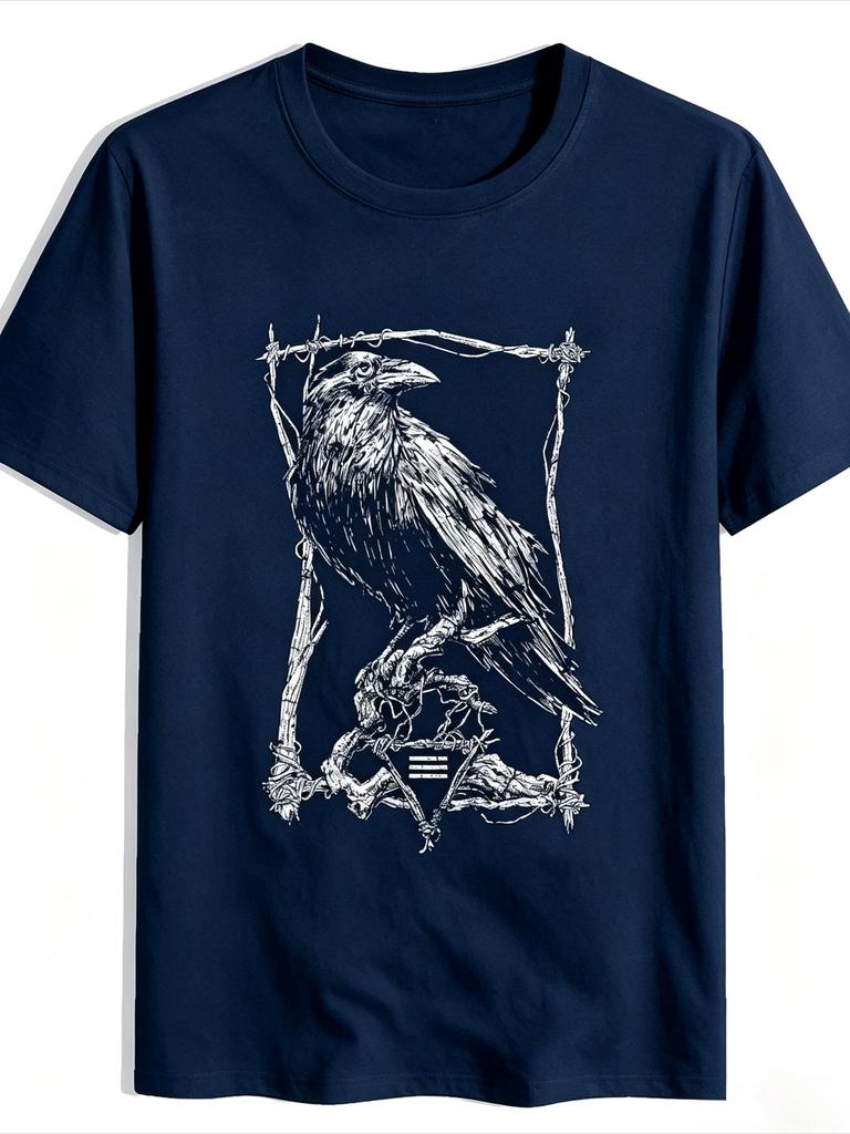 Unisexs Black Crow Branch Graphic TShirt Stylish Summer Casual Tee With Intricate Raven Design Soft Fabric Round Neck