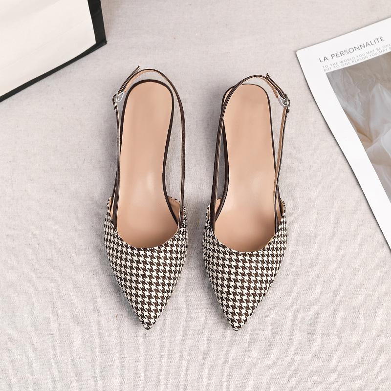Zapatos de tacón Slingback para mujer Punta fina Cerrados Tacón bajo grueso Zapatos de salón para oficina Boda Fiesta Zapatos de vestir para mujer Sandalias de verano casuales sin cordones con tacón de bloque