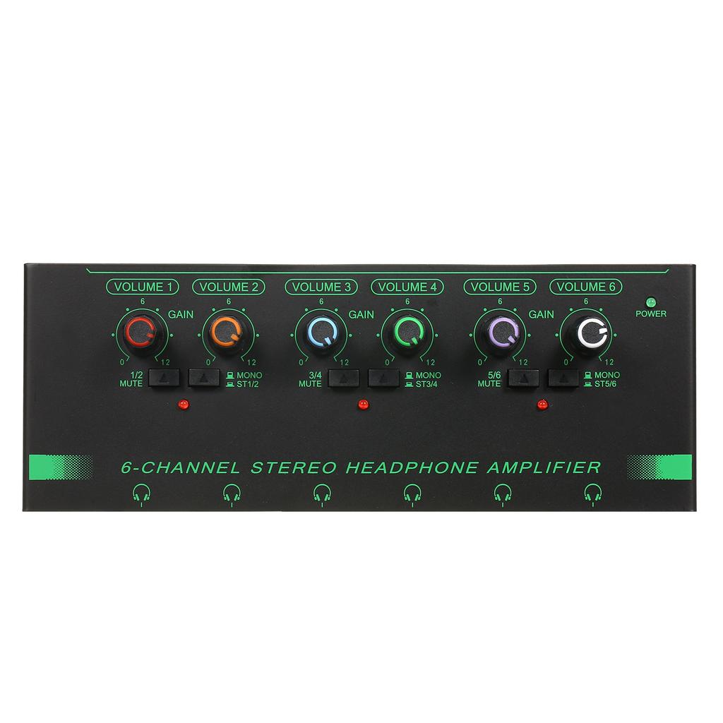 Headphone Amplifier 6 Channel Metal Stereo Amplifier for Recording Room