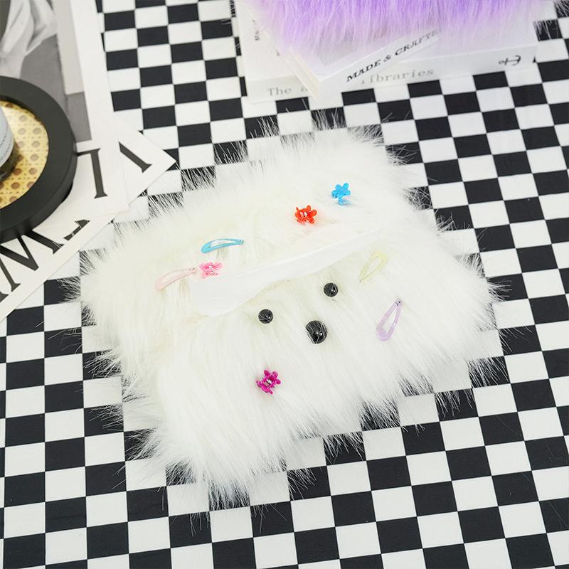 Cute Long Haired Puppy Tissue Box Car Home Kawaii Plush Tissue Boxes Tissue Storage Case Container Desktop Paper Organizer