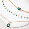 Emerald Gem Temperament Versatile Multi-layer Bow Necklace, Light Luxury Diamond-set Love Flower Necklace