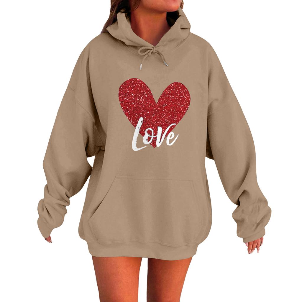Damen Locker Bequem Lässig Modisch Liebe Aufdruck Langarm Sweatshirt