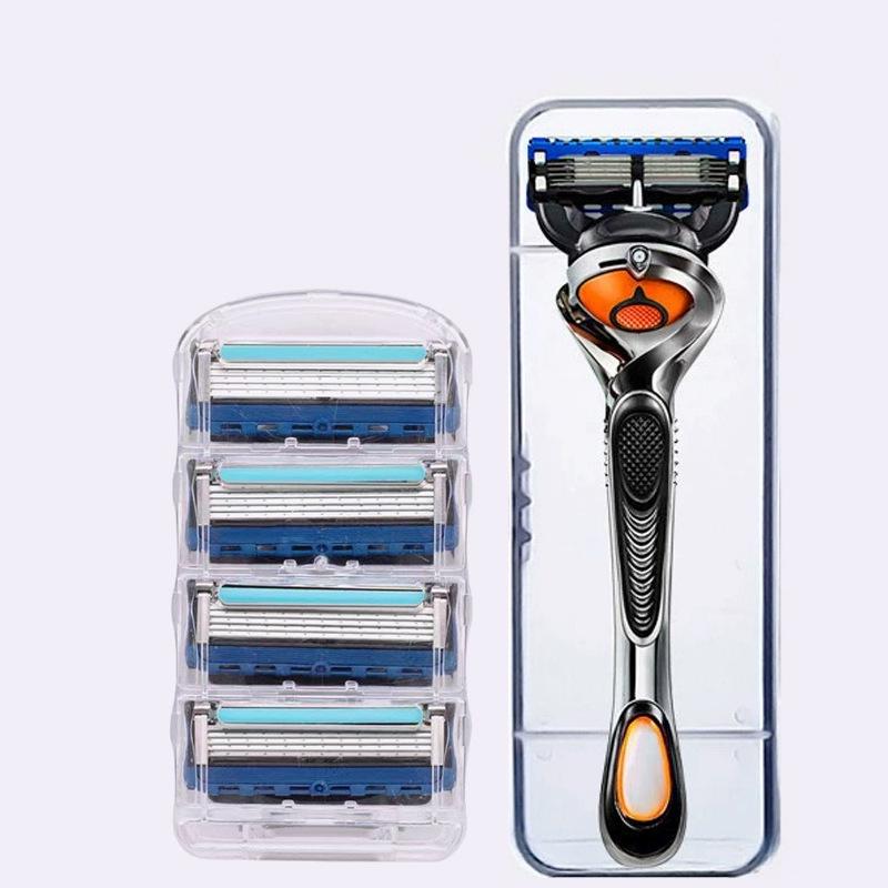 Men's Five-Layer Stainless Steel Razor with Anti-Scratch Head