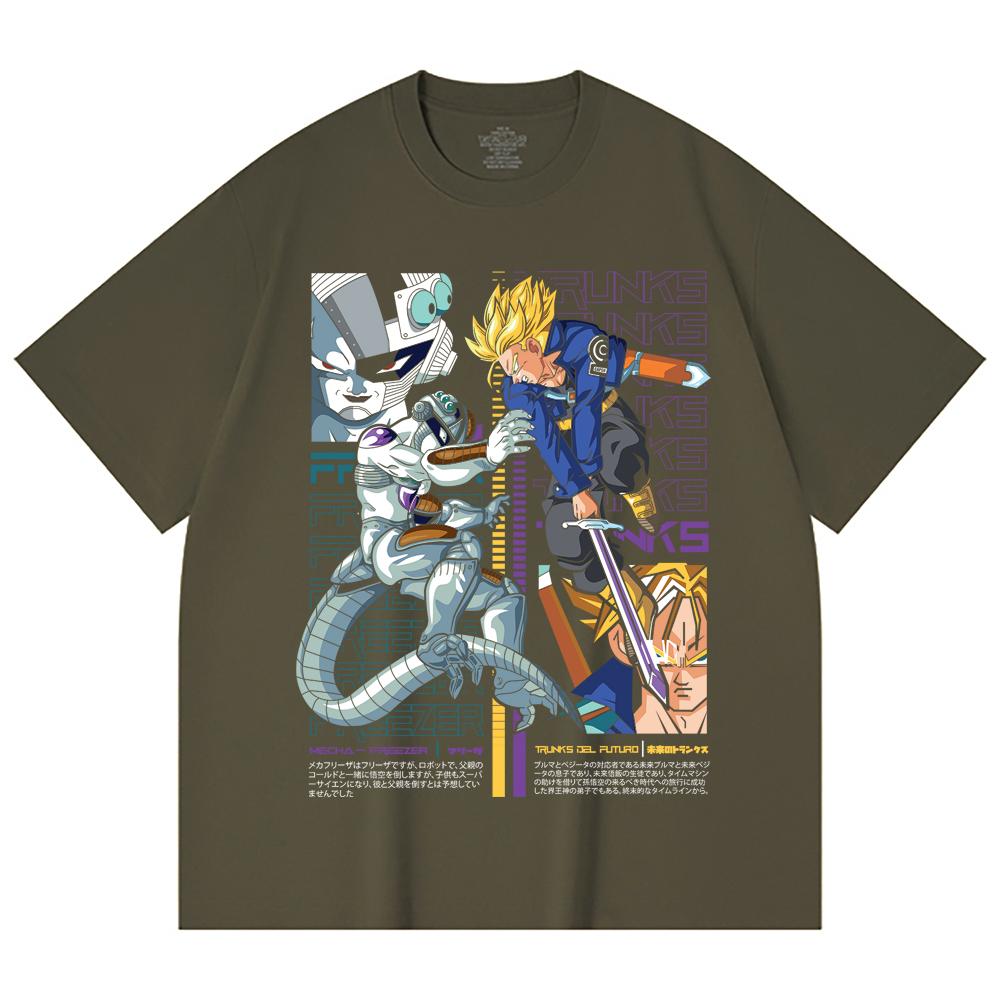 230 Gsm 100% Cotton Dragon Ball V50 Trunks Freeza Print Unisex Heavy Cotton T Shirt