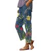 Hawaii Capri Pants for Women Casual Tropical Floral Print Pants Elastic High Waist Drawstring Summer Beach Trousers
