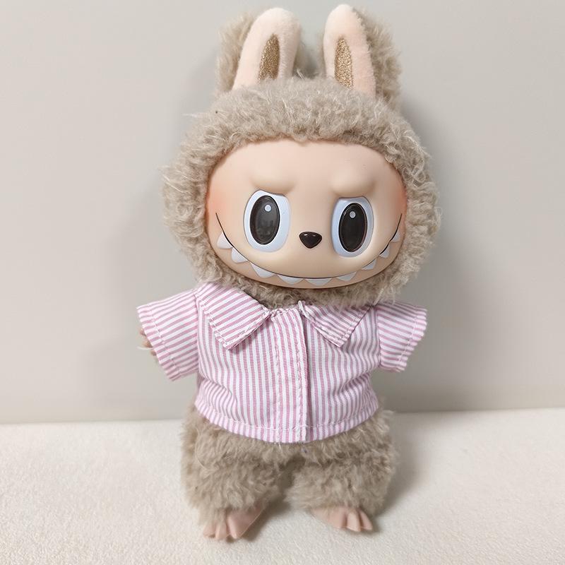 Labubu Pendant Clothing Set for First & Second Generation: Includes Striped Shirt, Pants, & Bag Replacement for Labubu Doll