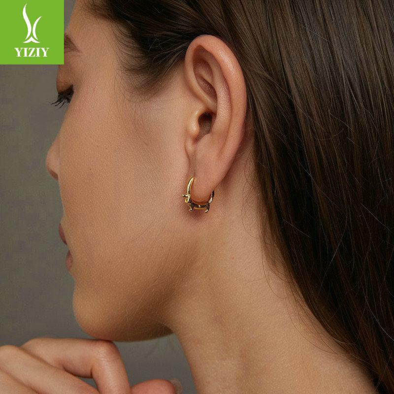 Popular Dachshund Ear Buckles, Cute Animal Vegetarian Ring Earrings S925 Sterling Silver Fashion Ear Jewelry
