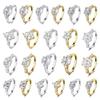 Sterling Silver Platinum-Gold Electroplated Ring with Inlaid Zircon - Fashionable Valentine's Day Gift Jewelry.