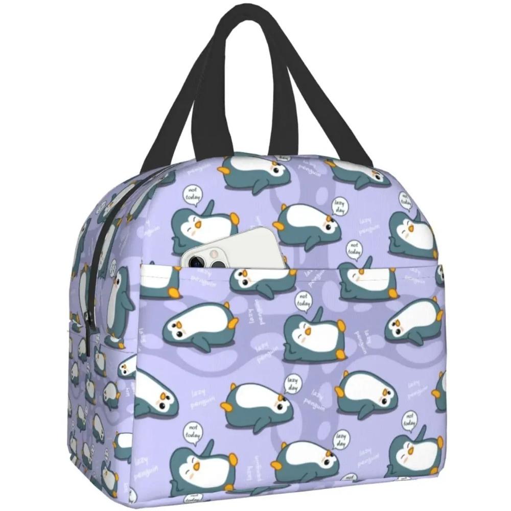 

Милый пингвин музыкант узор ланч-бокс бенто бокс изолированные ланч-боксы многоразовые водонепроницаемые ланч-боксы для офиса пикника походов 22x20x13CM серый