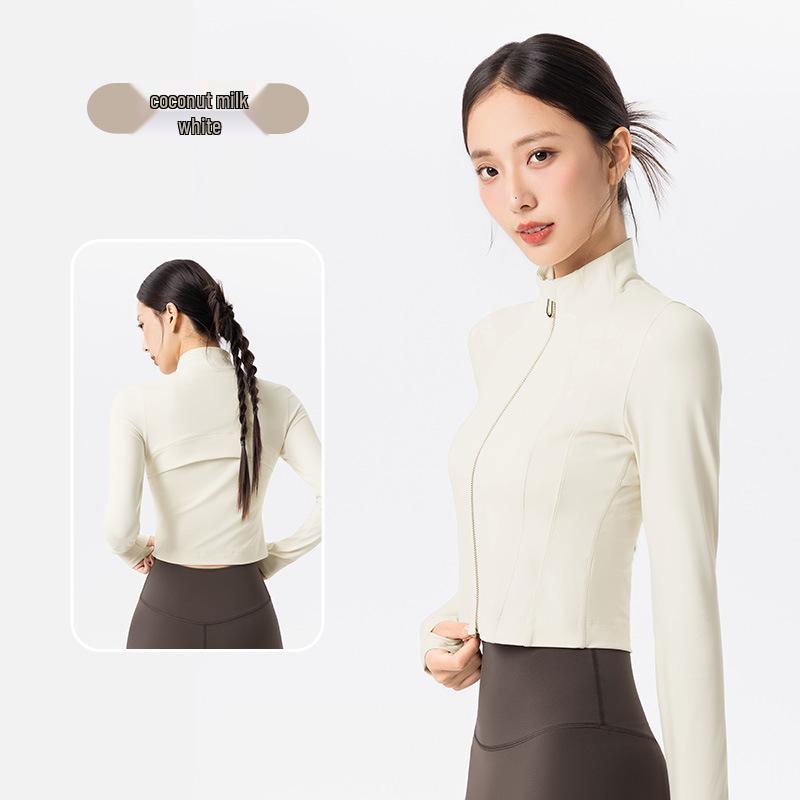

Women s Slimming Jacket with Gold Zipper, Tummy Control Fitness Top for Pilates & Yoga, Long Sleeve Small