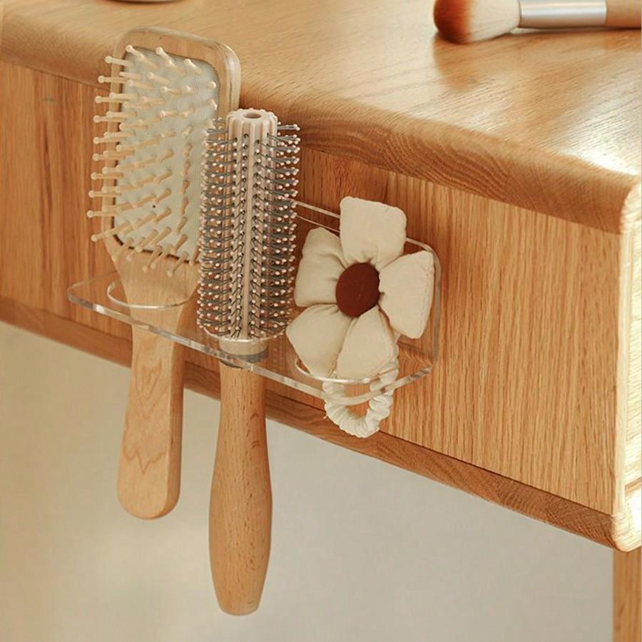 1pc Multifunctional Bathroom Comb Holder Shelf Wall-Mounted Storage Box, No Drilling Required