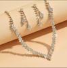 Elegant Rhinestone Necklace Set: Fashionable, Exquisite, High-Grade Jewelry for Women - Perfect for Weddings & Banquets, Two-Piece Set
