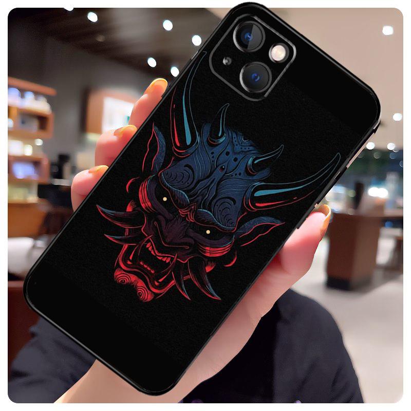 Samurai Oni Mask Case For iPhone 14 Pro Max 16 15 11 12 13 17 Pro Max mini 15 16 Plus 16e 17 Air Phone Cover