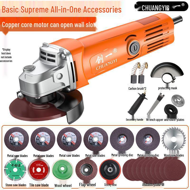 Multifunctional Angle Grinder & Polisher: Handheld Cutting, Grinding, and Polishing Tool for Household Use