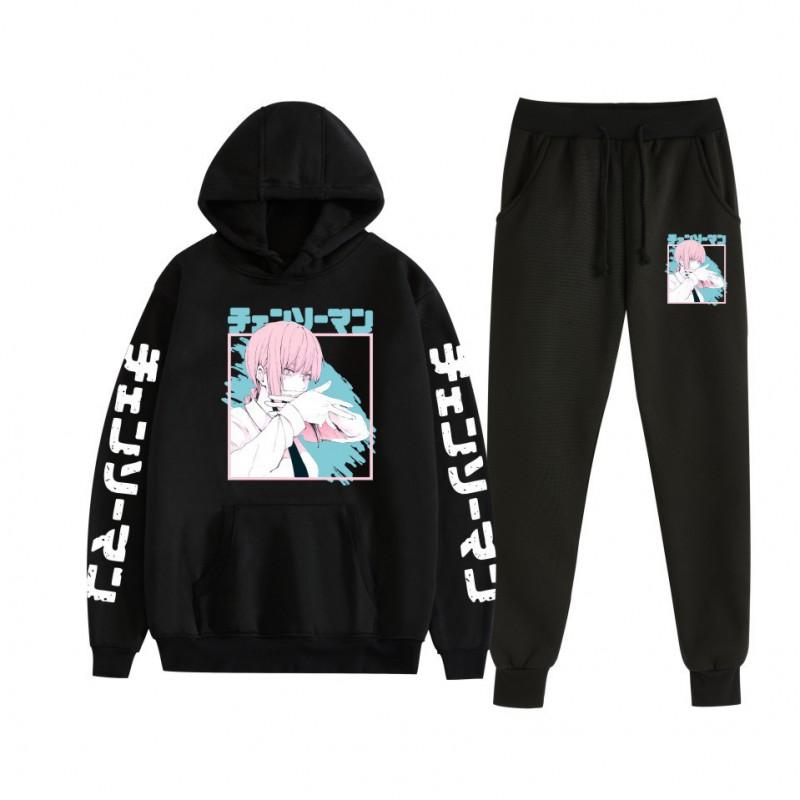 Chainsaw Man Couples Hoodie Sweatpants Set Long Sleeve Casual Outfit Men Women