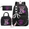 Katseye Kpop Girl Group Photo Set 3-Piece Backpack Set with Pencil Case and Lunch Bag, Trendy Color Block School Bookbag for Teen Girls
