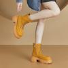 Autumn and Winter Leather Martin Boots Women's Platform Side Zipper Velvet Women's Cotton Boots Lace-up Tooling Shoes