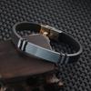 Men Silicone Faux Braided Leather Buckle Clasp Bracelet Bangle Jewelry