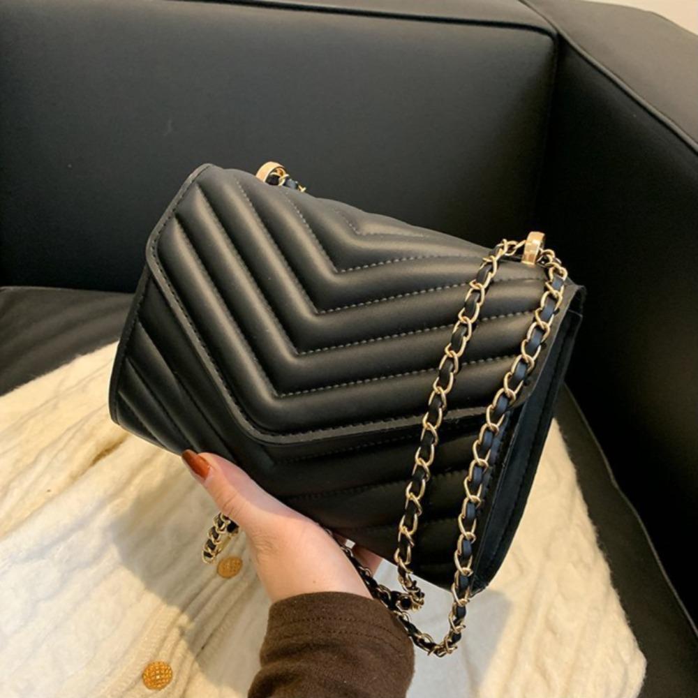 Women's Fashionable Casual High-end Texture Solid Color Simple and Generous Daily Commuting Versatile Chain Shoulder Bag