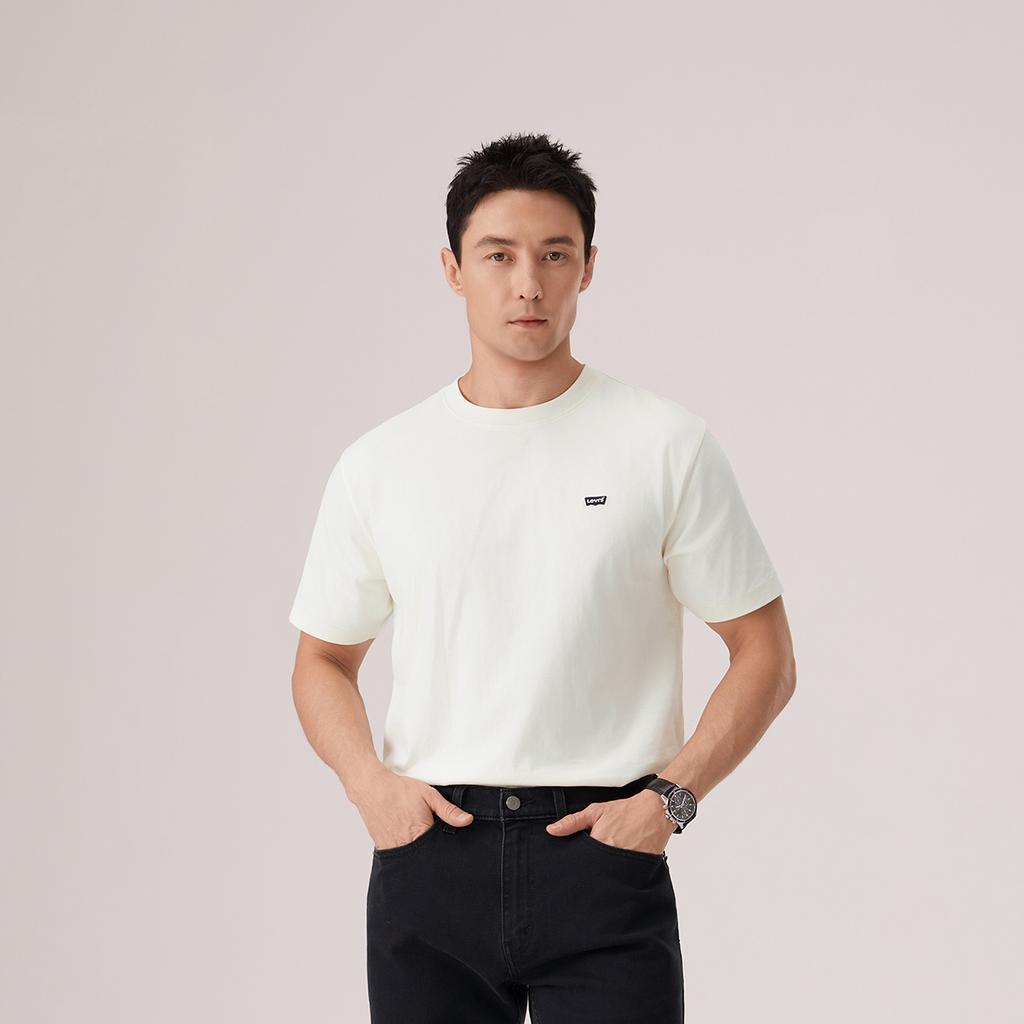 Levis Standard American Casual Soft Comfortable Round Neck Cream Short Sleeve T-Shirt Unisex Tops 004ZU-0007