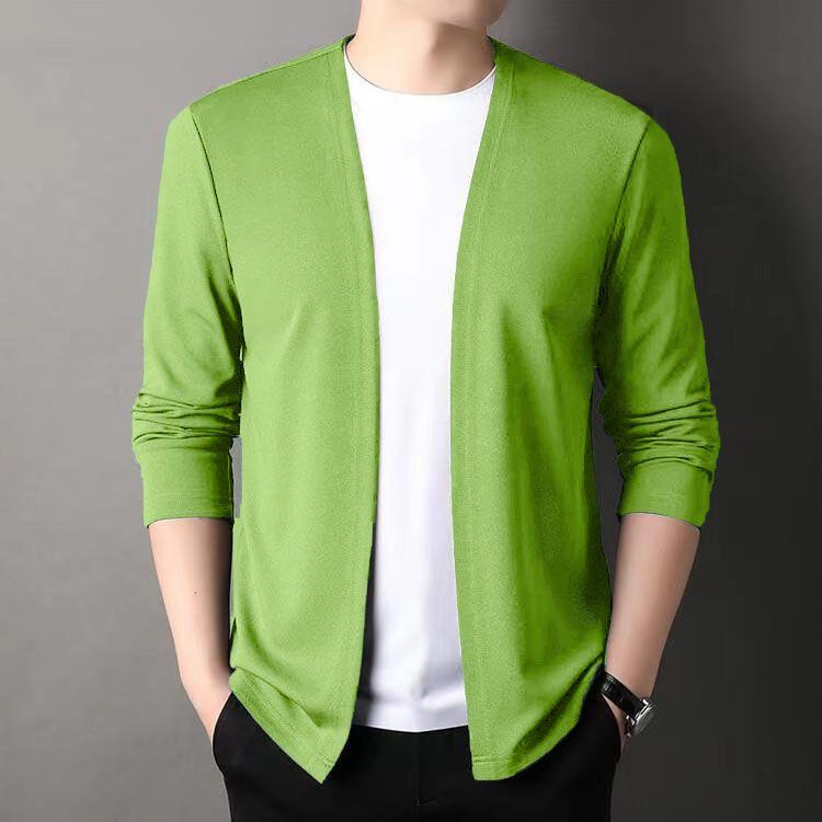Cardigan Jacket Men's Spring and Autumn Men's Long-Sleeved Casual Versatile Casual Spring Outer Wear Top Trendy