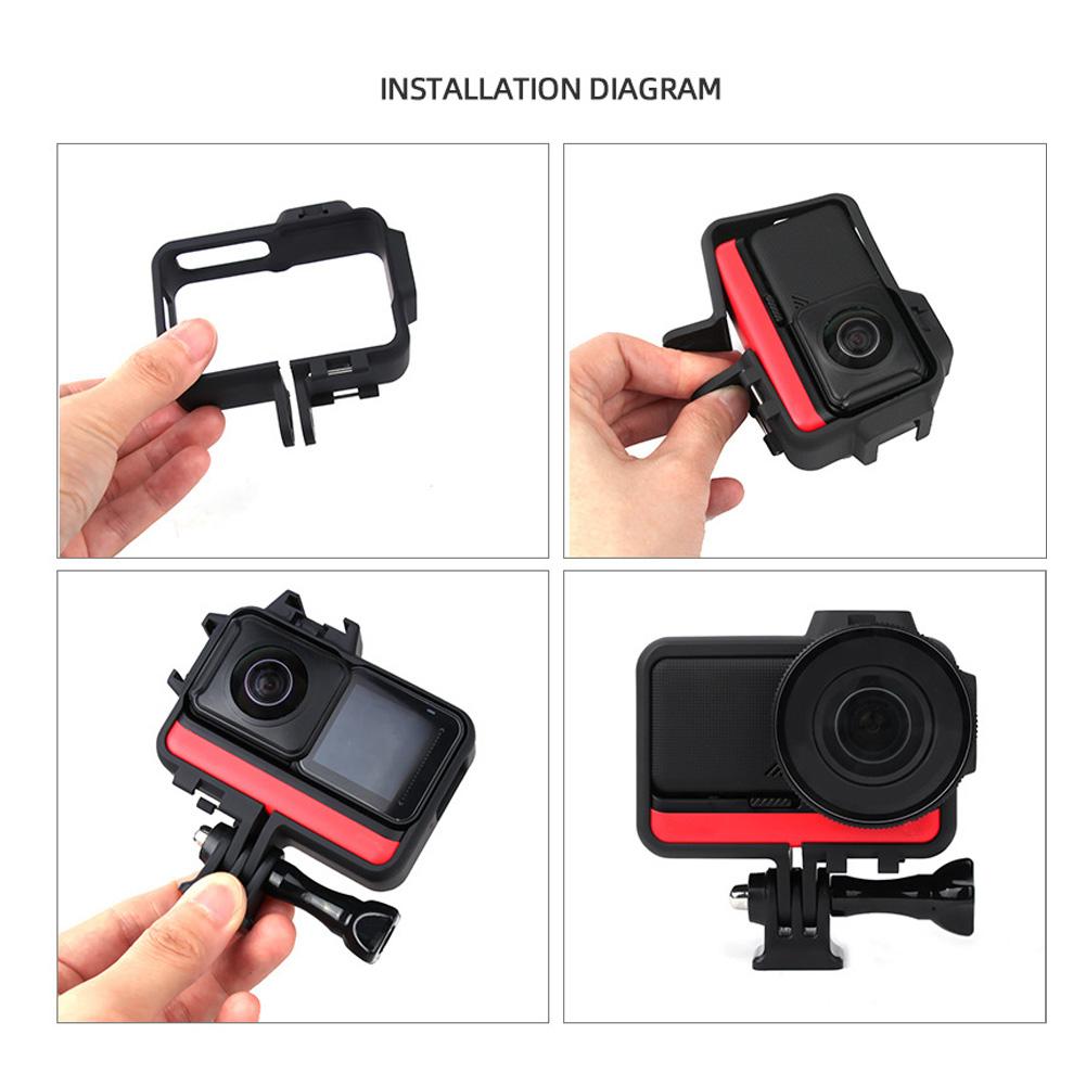 Plastic Black Anti Vibration Sports Camera Multifunction Cold Shoe Port Extension Protection Frame for Insta360 ONE R