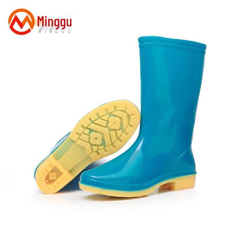 Mid-Calf Acid-Resistant Non-Slip PVC Rain Boots синий