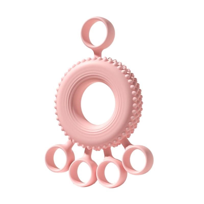Portables Hand Grip Strengthener Silicones Hand Rehabilitation Rings Finger for Road Safety розовый