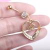 1Pc Hollow Love Heart Crown Rhinestone Bar Belly Button Body Piercing Navel Ring