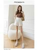 Summer 2024 Women's High Waist White A-line Suit Shorts: Loose, Casual Wide-Leg Design