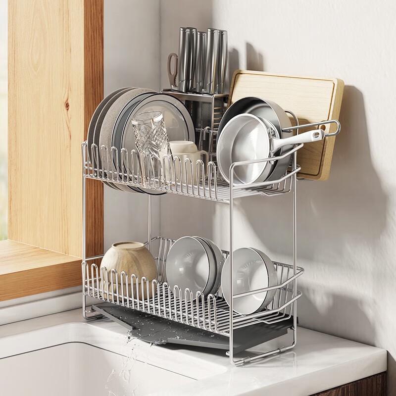 Stainless Steel Dish Drying Rack with Knife Holder